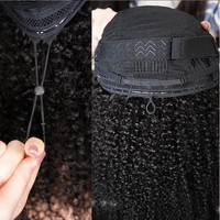 Perruque en cheveux humains bouclés afro naturels, prête à porter, avec cordon de serrage, sans colle, style boucles crépues, demi-perruque 6