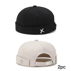 Spring Korean Street Style Unisex Beanie - Trendy Sailor-inspired Hat - One Size (Black Beige)