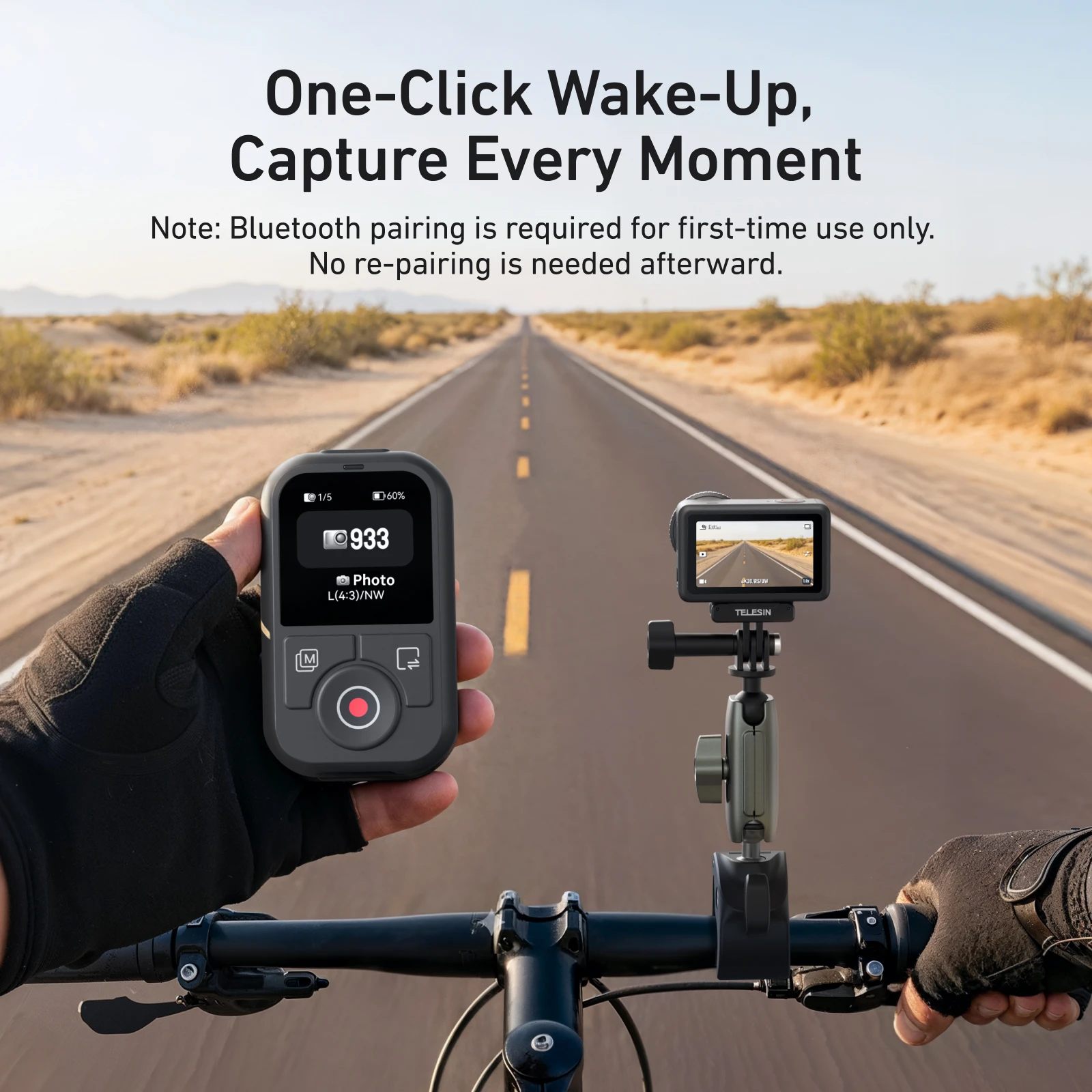TELESIN 60M T13 Telecomando intelligente compatibile con Bluetooth con display sul cinturino da polso per DJI OSMO Action 6 5pro 4 OSMO 360 - immagine 2