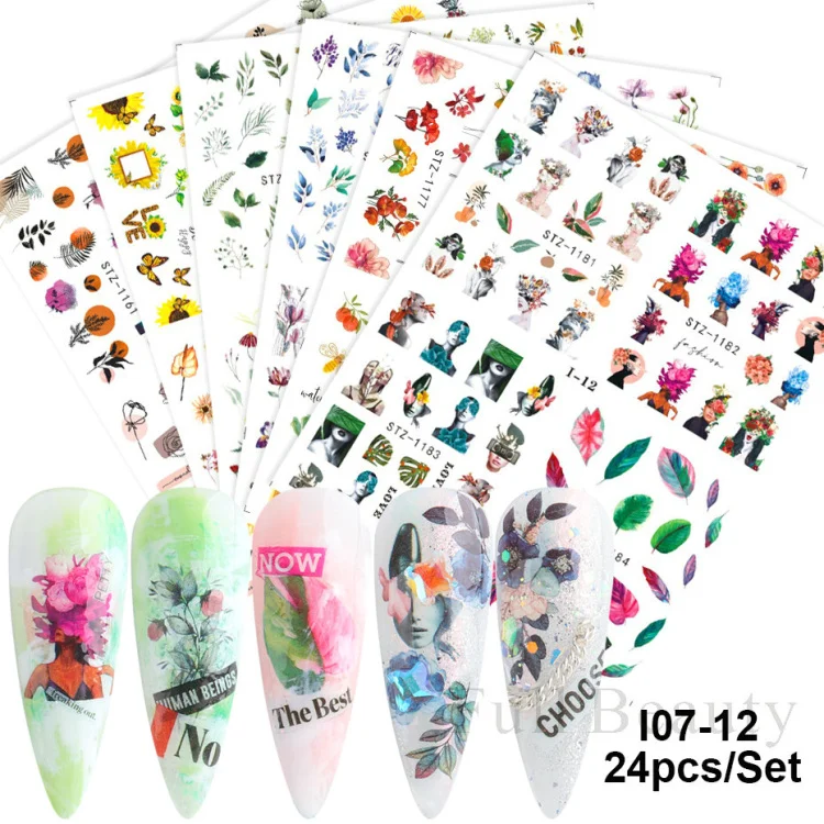 Wassertransfer Nagel-Aufkleber Set – 30 Stück Blumen & Spinnen Designs – DIY Nagelkunst Dekoration