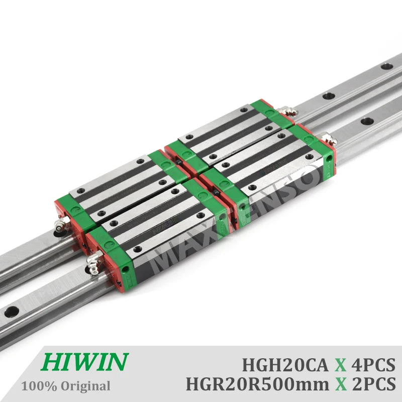 HGR20 500mm Length 20mm Width Guide Rail 2pcs Carriages Bearing Block Slider 