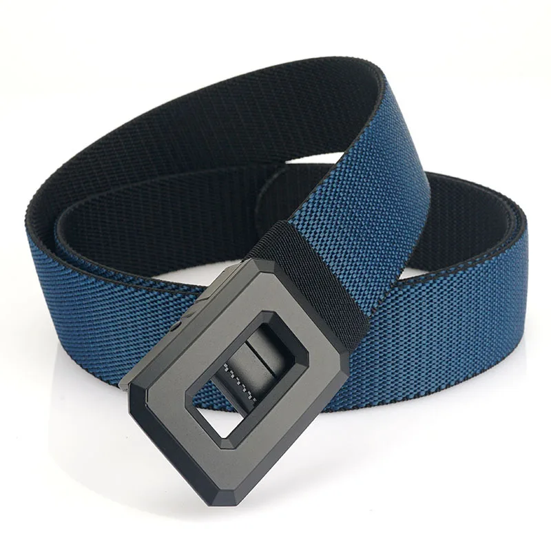 110-125cm Men's Nylon Canvas Belt Male Korean Version All-Match Casual Metal Buckle Golf Belt With 2 Sides Used