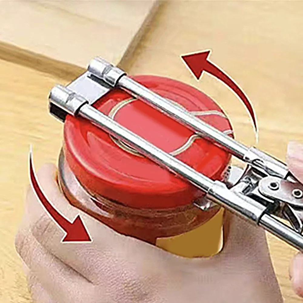 Jar Opener Stainless Steel Adjustable Cap Manual Can Bottle Lid Openers Weak Hands Easy Grip