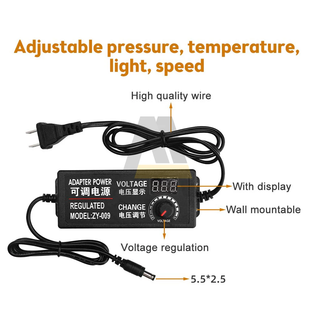 AC100-220V-DC3-24V, DC3-12V, DC9-24V 조절 가능 전압 전원 어댑터, 디지털 디스플레이, 2A, 3A, 5A, AC-DC 전압 어댑터
