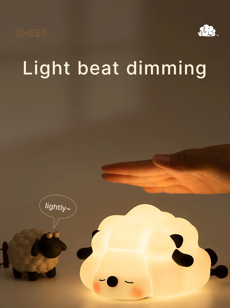 Description Picture 5 of itemSleep Sheep Night Light Cute Animal Silicone Lamp Accompany Warm Atmosphere Children's Day Birthday Gift Cartoon Soft Light