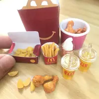 NEW 1/6 Scale Dollhouse Miniature Fried Chips Chicken Leg Ice-cream Orange Juice Mini Fast Food for Doll House Kitchen Play Toys 1