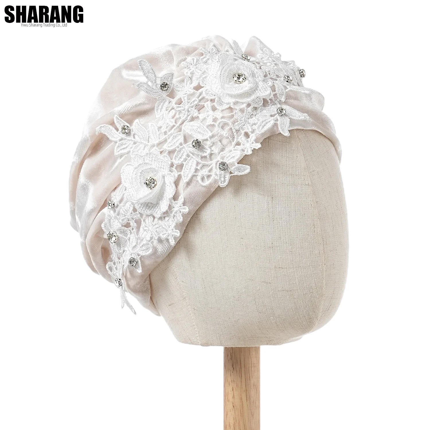 Neue Blume Dekoration Turban Einfarbig Für Frauen Mode Haar Tragen Kopf Wrap Damen Kopfbedeckungen Krebs Hüte Indien Kappe Bandana – Detail 7