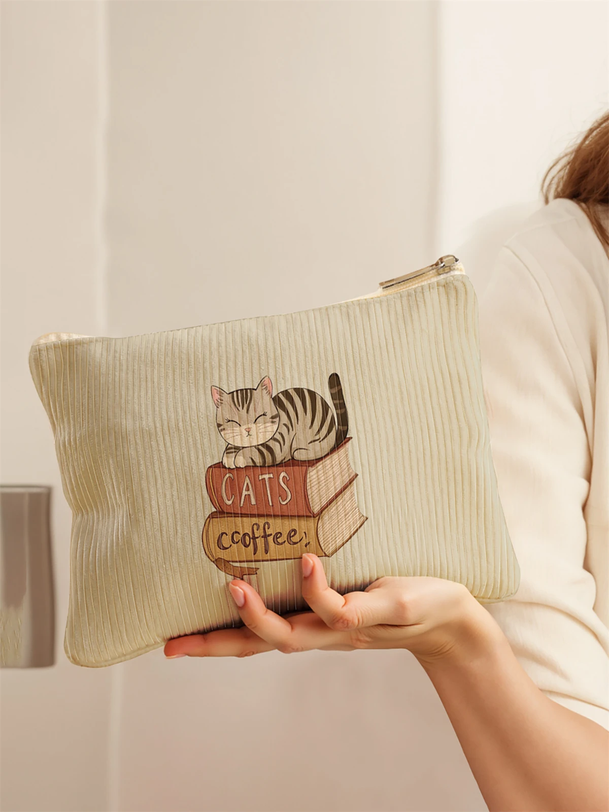 Corduroy Travel Cosmetic Bag Portable Makeup Storage Bag Purses Women Large Capacity Zipper Make Up Organizer Storage Clutch