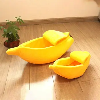 Soft Cozy Pet Bed Banana Shaped Pet Bed Cozy Banana-shaped Pet Nest Exquisitely Crafted Sleeping for Cats Dogs Warm for Furry 1