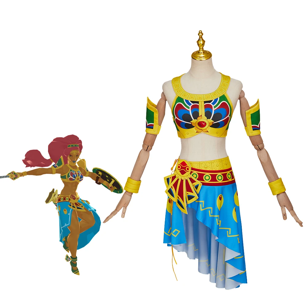 

Breath of The Wild Urbosa Cosplay Costume Gerudo Queen Urbosa Sexy Crop Tops Skirts Set with Accessories Woman Halloween Outfits