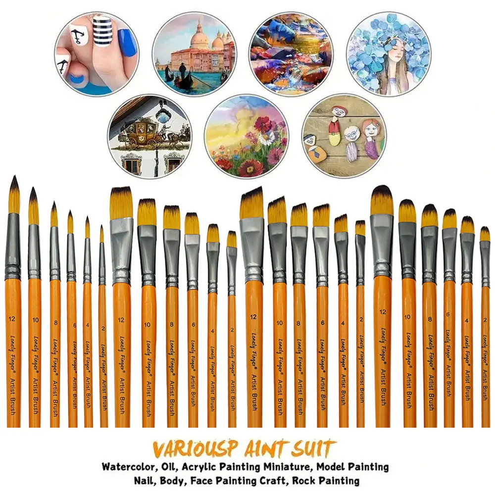 6pcs Professional Paint Brushes Set Artist Paintbrushes For Acrylic Oil Watercolor Acrylic Painting For Body Face Rock Canvas 5