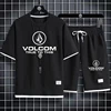2024 VOLCOM New Man Tracksuits 2 Piece Short Sleeve Suits Printing T-shirt +Sweatpants Sets Sutdent Casual Summer Sport Clothes 2