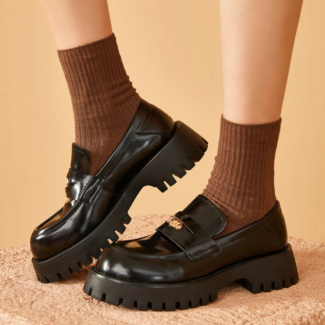 Patent Leather Pointed Toe Platform Loafers Prada Platform Black