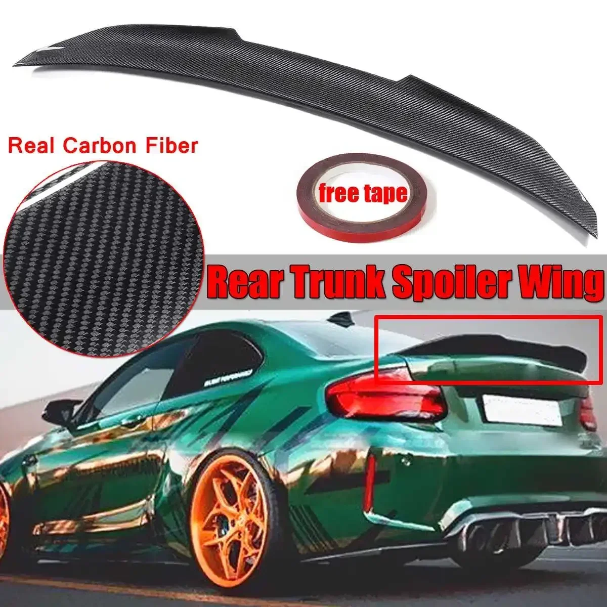 Psm Style Car Rear Trunk Spoiler Lip Boot Wing Lip Vera Fibra Di Carbonio Per Bmw F22 M235I 2 Porte Coupe F87 M2 2014-2021 Body Kit