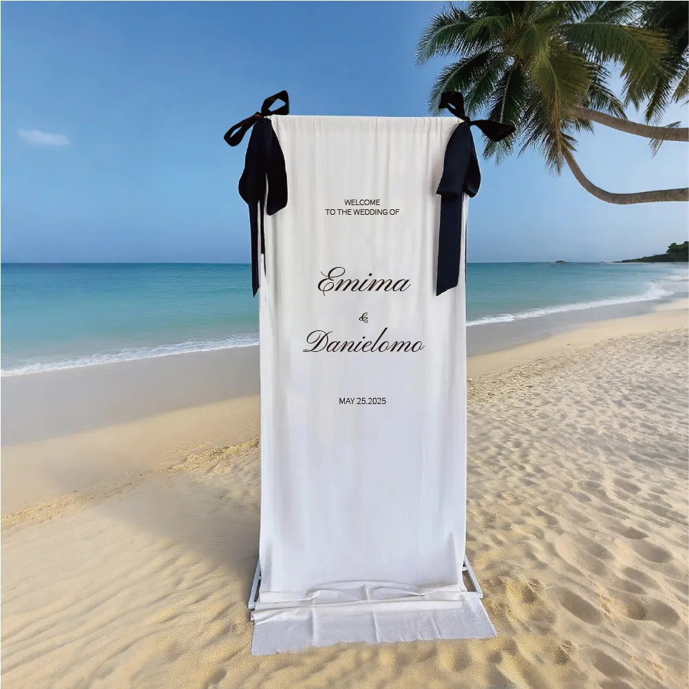 Wedding Customization, Welcome Sign, Fabric Wedding Sign, White, Wedding Welcome Sign, Wedding Decoration, Linen Bridal Wedding Sign, Outdoor Wedding