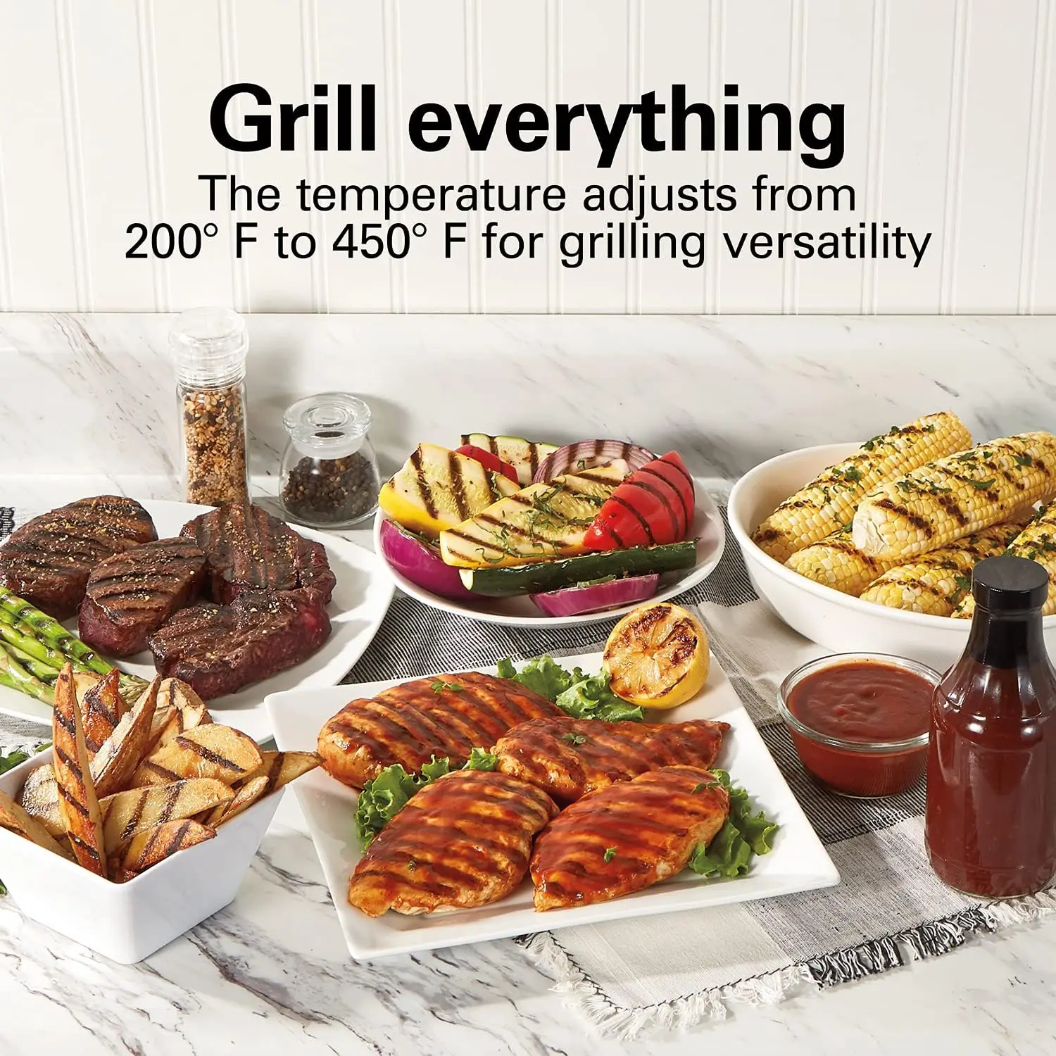 Beach Electric Indoor Searing Grill with Viewing Window & Adjustable Temperature Control to 450F, 118 sq. in. Surface S 5