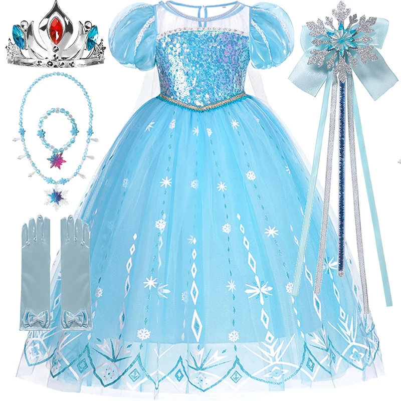 Disney Girls Sleeping Beauty Aurora Cosplay Princess Dress Kids Frozen Elsa Anna Set Rapunzel cenerentola Costume Party clothing