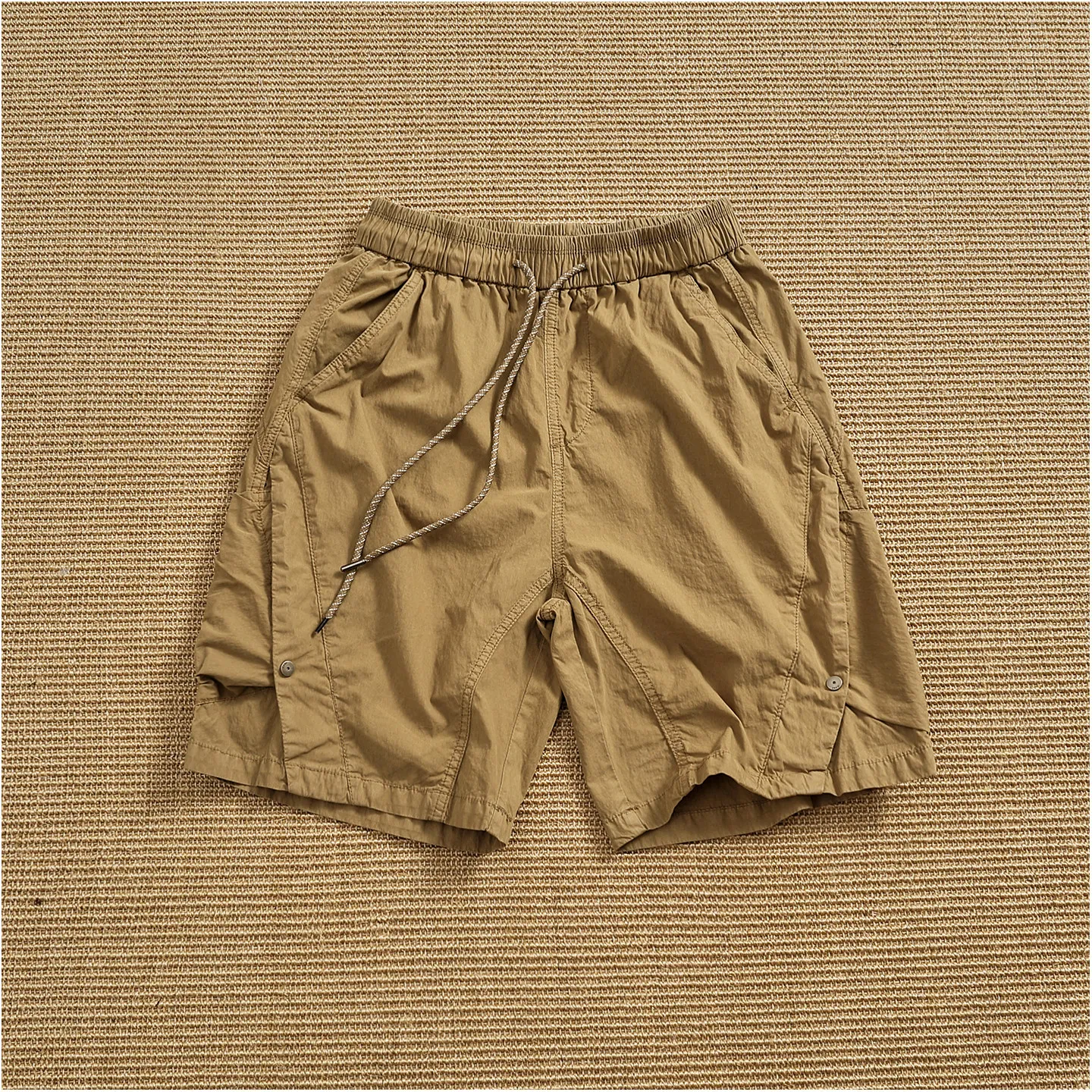 Neue Herren-Cargo-Shorts, sommerlich, atmungsaktiv, lässig, mit elastischem Bund und Kordelzug, Outdoor-Sporthose, gerade geschnitten