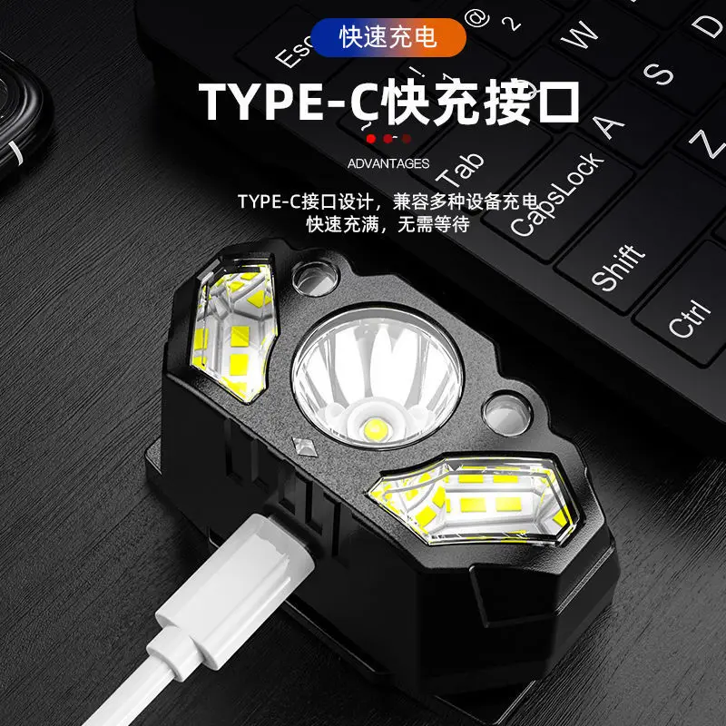 Head Flashlight Head Flashlight Super Bright Headlamp Led Sensor Light Waterproof Torch Lantern Type-c Rechargeable Outdoor Camping Fishing