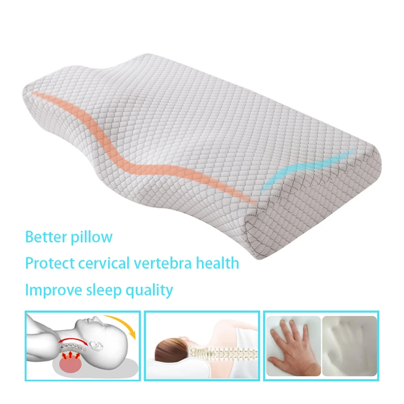 

Orthopedic Memory Foam Pillow 60x35cm Slow Rebound Soft Memory Slepping Pillows Butterfly Shaped Relax The Cervical For Adult