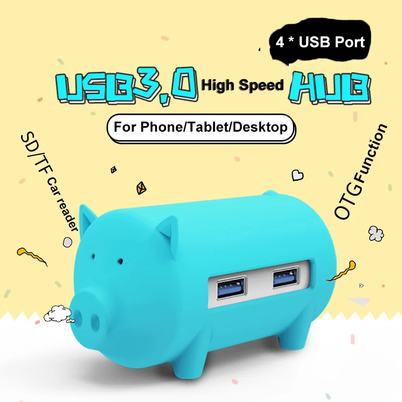 

Cute 3 in 1 USB 3.0 Hub For Laptop Adapter PC Computer Portable Charge Hub 3 Ports Notebook Splitter Dell Lenovo Accessories