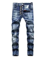 Men's Ripped Jeans Luxury Brand Light Blue Holes Long Trousers Quality Male Fashion Stretch Slim Pants Men Skinny Jeans 44-58 1