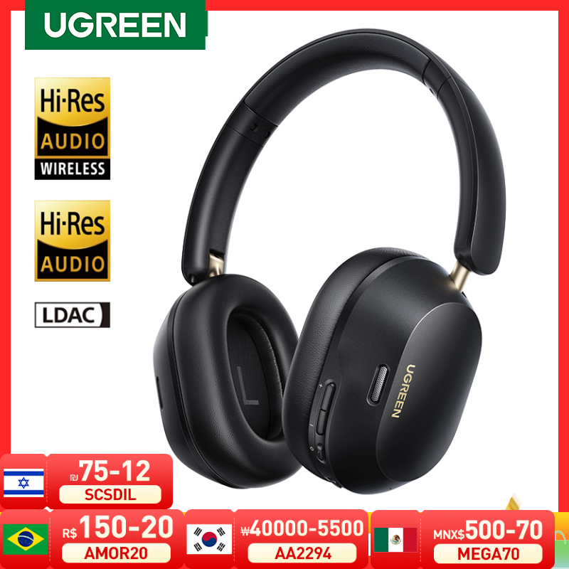  UGREEN Max5c Wireless Bluetooth Headphones 43dB Hybrid Active Noise Cancellation Hi-Res LDAC 75H Spatial Audio Earbuds Headset 