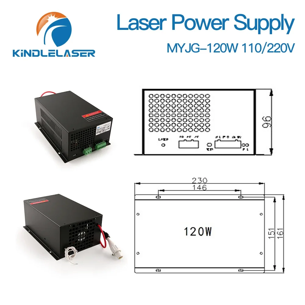 Kindlelaser 120W Laser Power Supply Source MYJG-120W 110/220V for RECI EFR YONGLI CDWG Co2 Laser Tube Cutting Machine Source 5