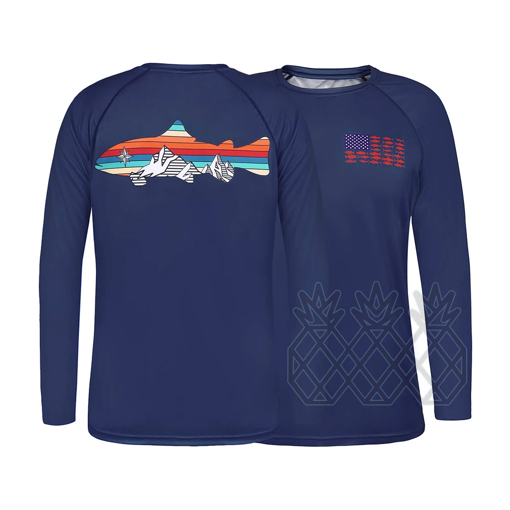 American Walleye Fishing Shirt for Men Long Sleeve Sun Protection