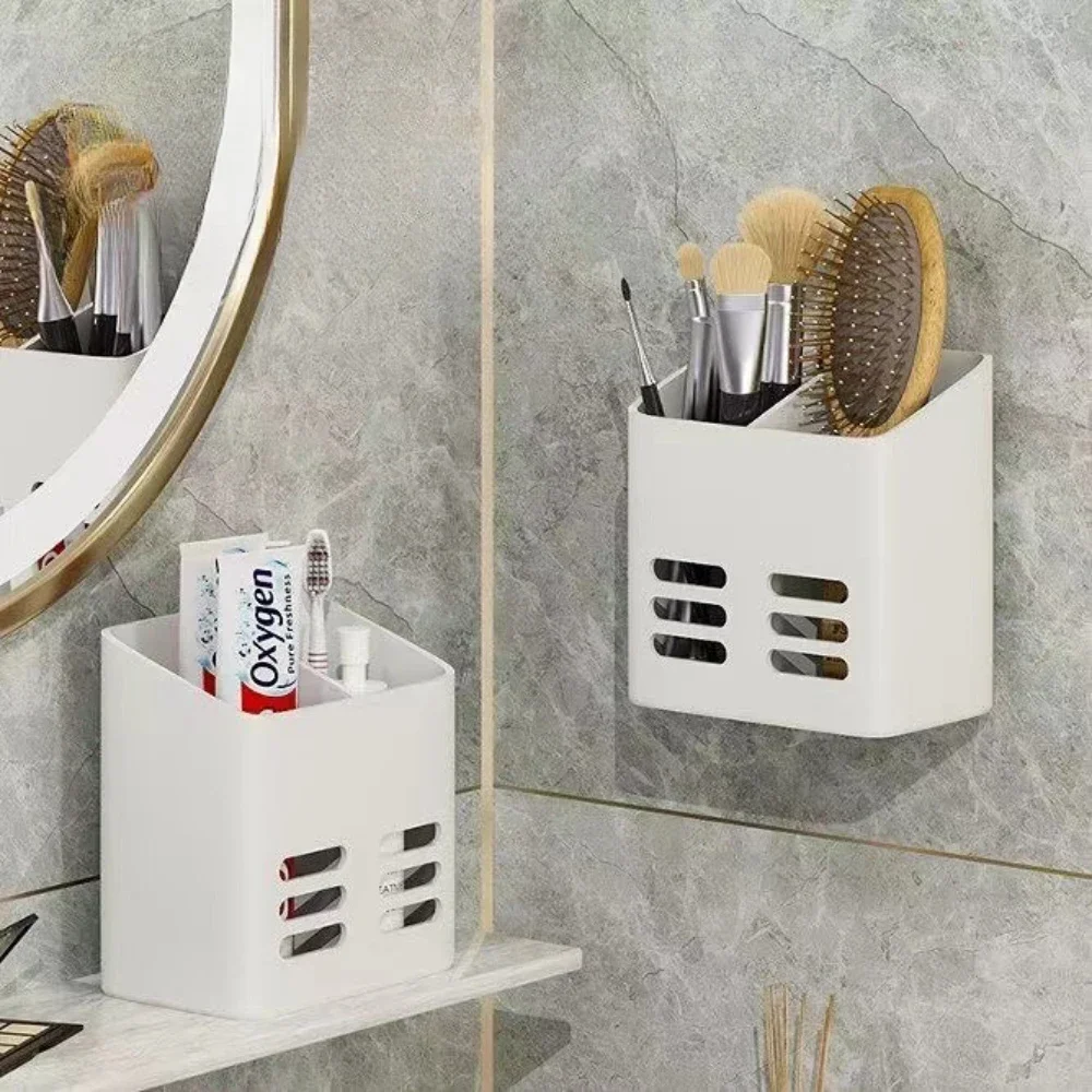 Bathroom Shelf Makeup Storage Organizer No Drill Toiletries Shelves Wall Mount Comb Skin Care Product Rack Accessories