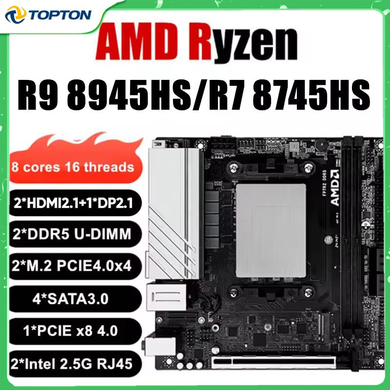 Topton N17 NAS Gaming Mainboard AMD Ryzen 9 8945HS 7940HS R7 8745HS 7840HS Firewall Motherboard 4*SATA 2*NVMe PCIEx8 2*2.5G LAN