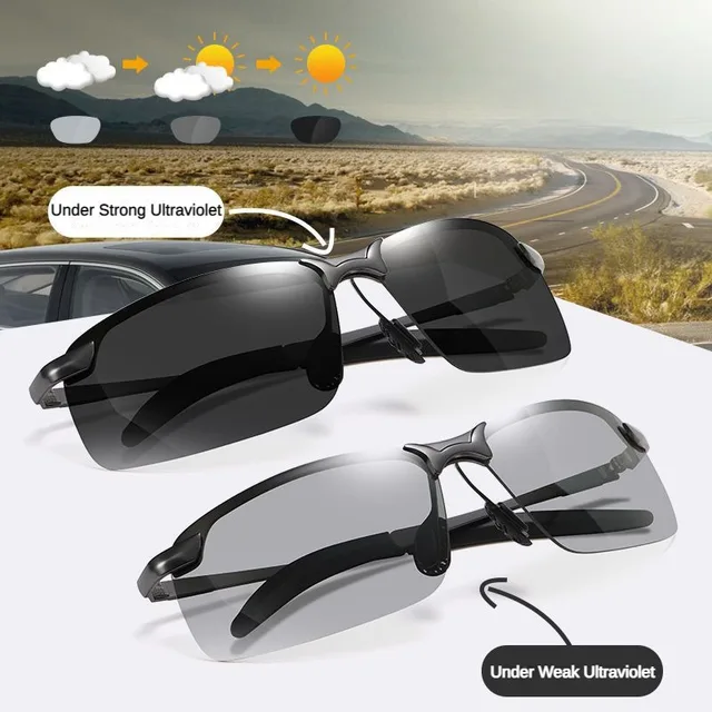 Smart Photochromic Sunglasses Driving Fishing Color Changing Sunglasses Men's Day and Night Vision UV400 Polarized Glasses