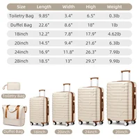Ensemble de bagages 6 pièces avec sacs de voyage, valises rigides extensibles en ABS avec roulettes doubles, ensemble de bagages de voyage avec serrure TSA (18/20/24/28 pouces, crème) 2