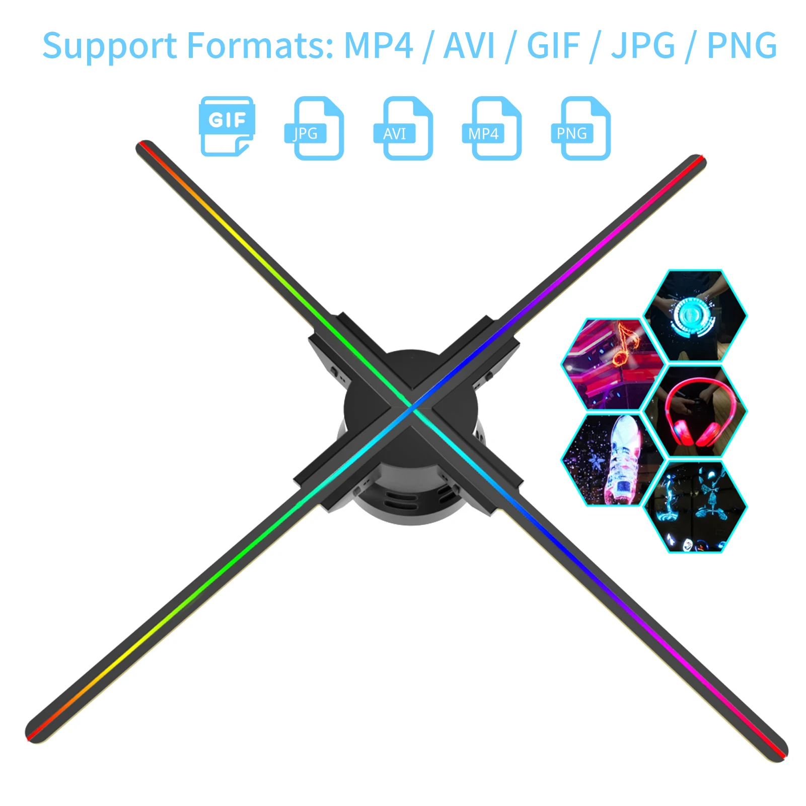 F60 3D Hologram Projector Advertising Display Fan Wall-mounted Player 3D Naked Eye 2K HD LED Photo Video Fan with 720pcs LED