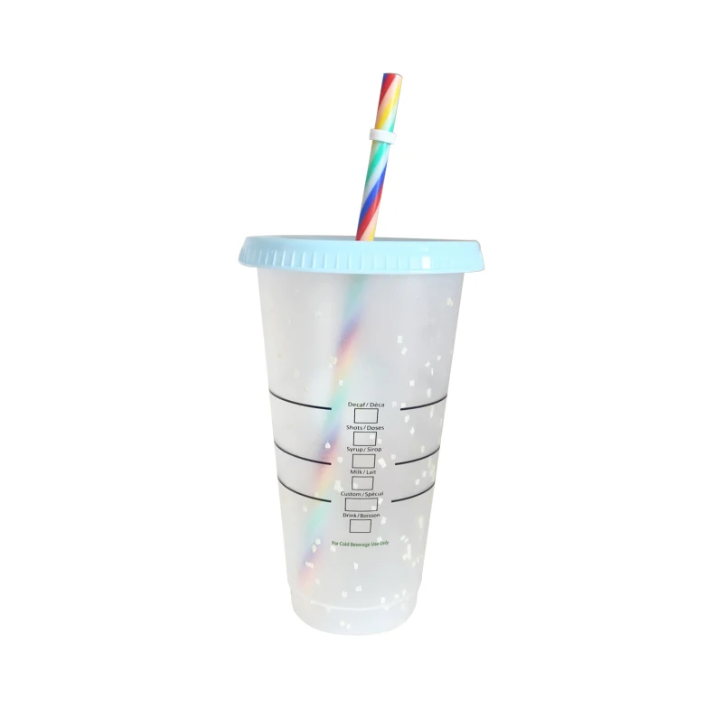 빨대 플라스틱 커피 컵 텀블러, BPA 프리 크리에이티브 빨대 컵, 로고 색상 변경 물병, 710ml 커피 텀블러, 5 개