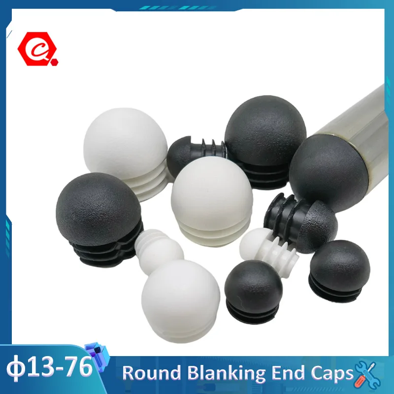 Domed Round Plastic Black Blanking End Caps Tube Pipe Inserts Plug 19 22 25 32mm 