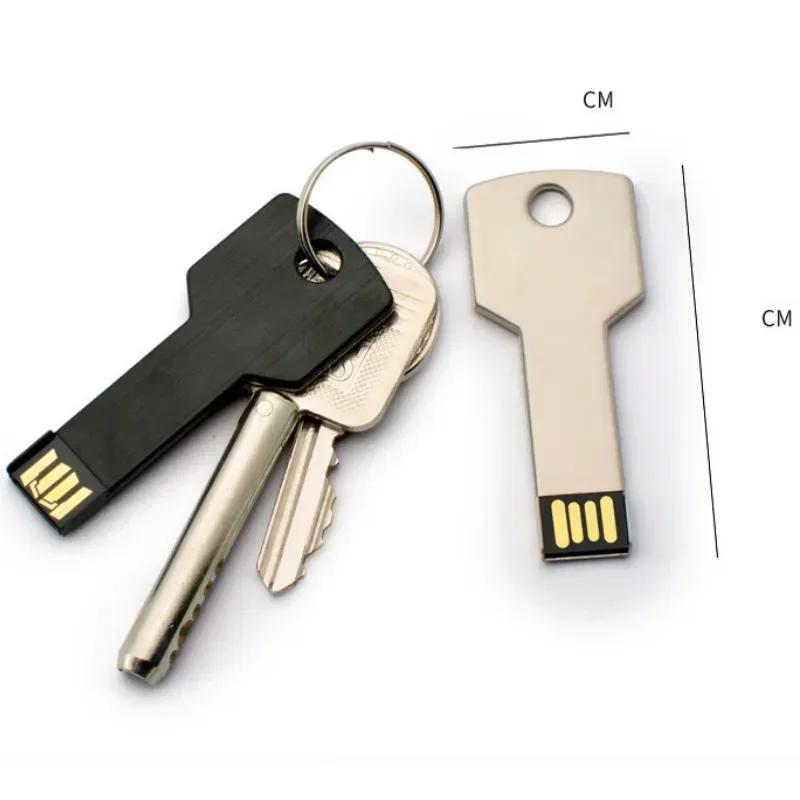 Creative Key Shape Custom Free Logo Photography Metal USB Flash Drive Pen128MB 4GB 8GB 16GB 32GB 64GB Pendrive USB 2.0 10Pcs Lot