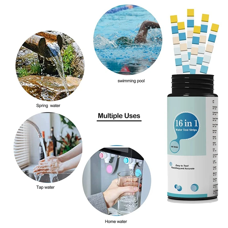 100PCS Drinking Water Testing Strips Tap And Well Water Test Strip & Testing For PH,Lead,Chlorine