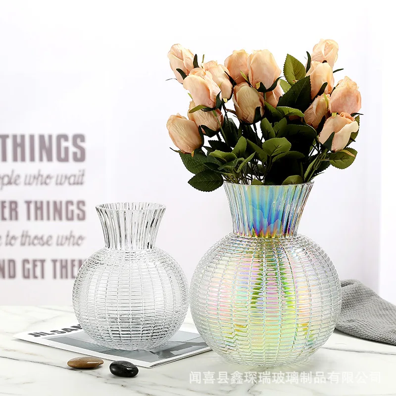 

European Style Simple Vase Creative INS Glass Flower Ware Living Room Dining Table Home Decoration Accessories Flower Vase