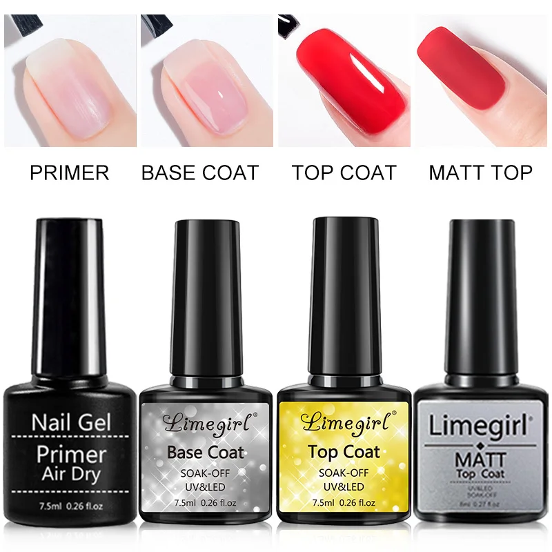 2/3/4 Piece Set Top Coat Base Coat and Base Coat UV/LED Semi-Permanent Clear Coat  Art Design Gel Nail Polish