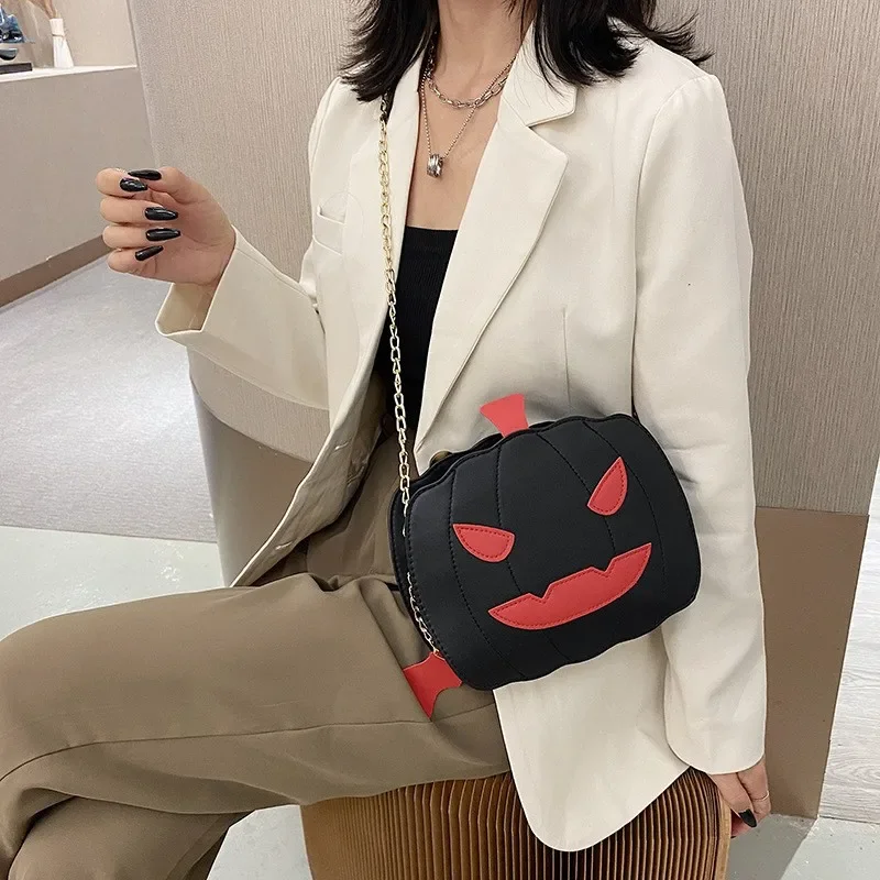 Funny Pumpkin Bun Halloween Bun Versatile Crowd Design Fashion Chain Bag Cute Personalized Creative Women's Bag Handbags