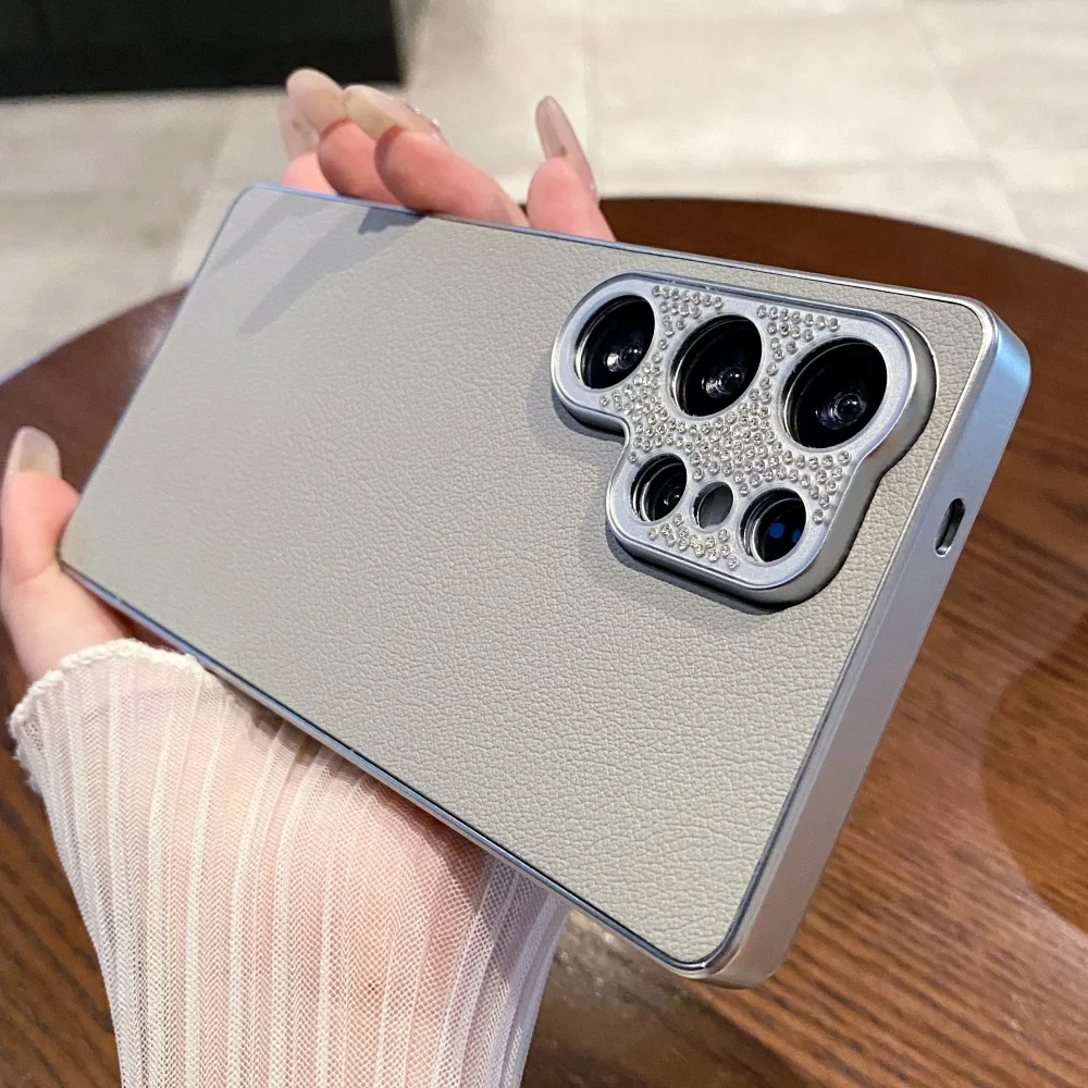 Matte Leather Soft Case with Plated Detailing - Premium Back Cover