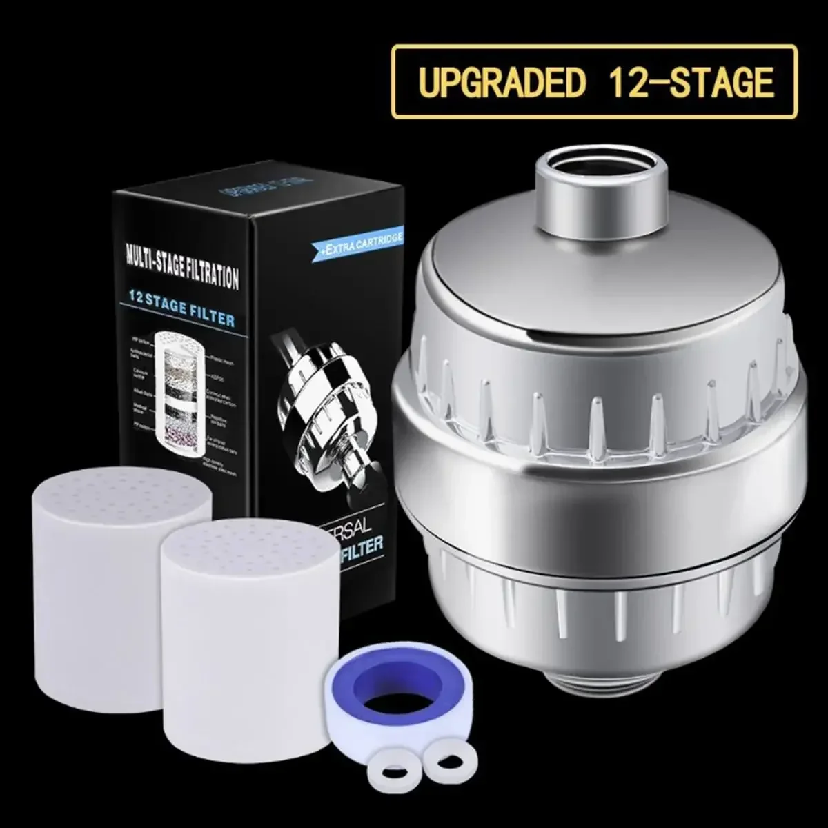 12 Levels Filtration Purifier Shower Water Filter Chlorine Fluoride Remover Bathroom Water Treatment Purification Accessories