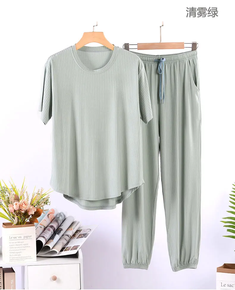 Koreanische Kurzarm Pyjamas Für Frauen Neue Modale Nachtwäsche Set Lose Große Größe Hause Kleidung Komfortable Nacht Tragen Pijamas – Detail 8