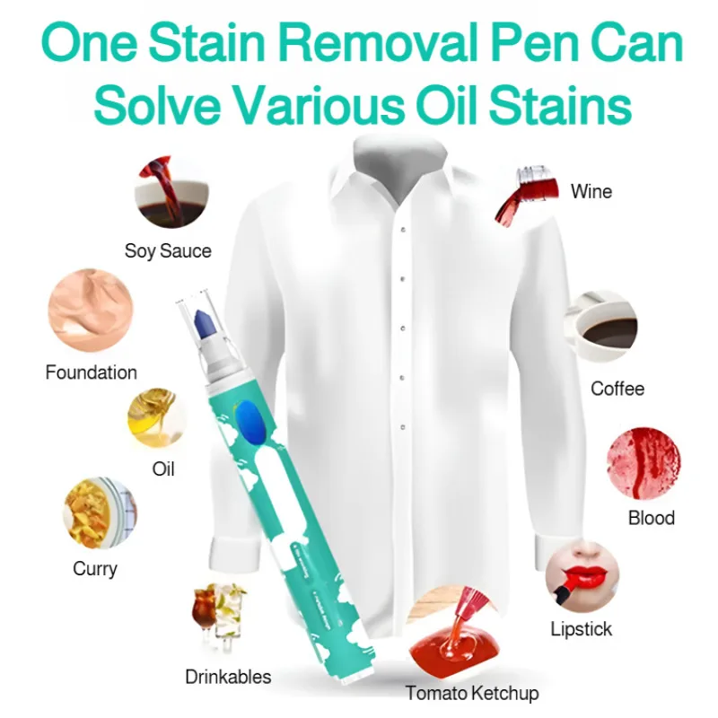 Emergency Stain Remover Pen Portable Instant No-Wash Oil Stain Cleaner For White Clothes Fast-Acting Safe