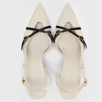 Sexy Pointy Toe Cross Buckle Strap Women Pumps Summer White Elegant Slingbacks Heels for Women Luxury Designer Heeled Sandals - Image 5