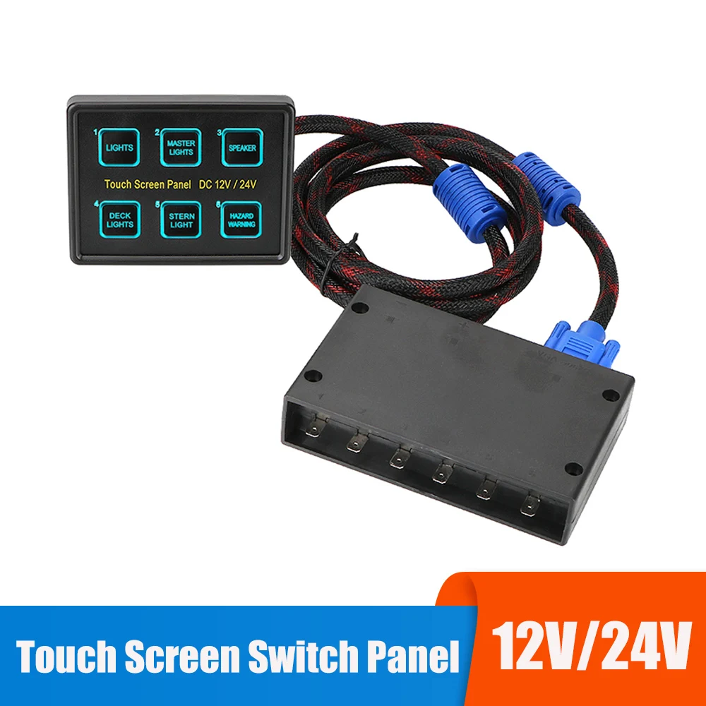 6 버튼 LED 터치 스크린 자동차 라이트 토글 릴레이 시스템, 24V, 12V, ..