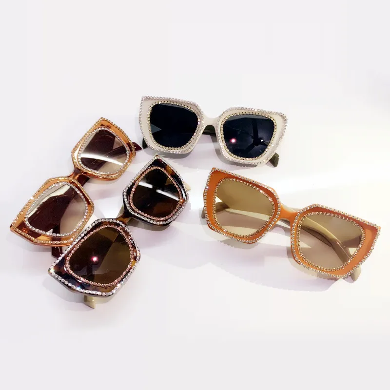 Square Diamonds Sunglasses Women 2023 Fashion  Rhinestone Sun Glasses Men Outdoor Shades Punk Eyewear Female UV400_voghion.com