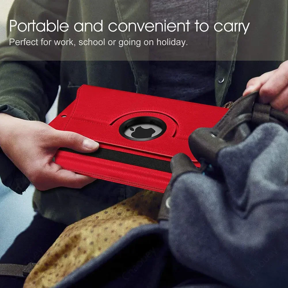 Estojo de Couro pu para Ipad Capa para Ipad 10.2 7th 8th 9th Generation Auto Wake up Dormir 360 Rotating - Imagem 6