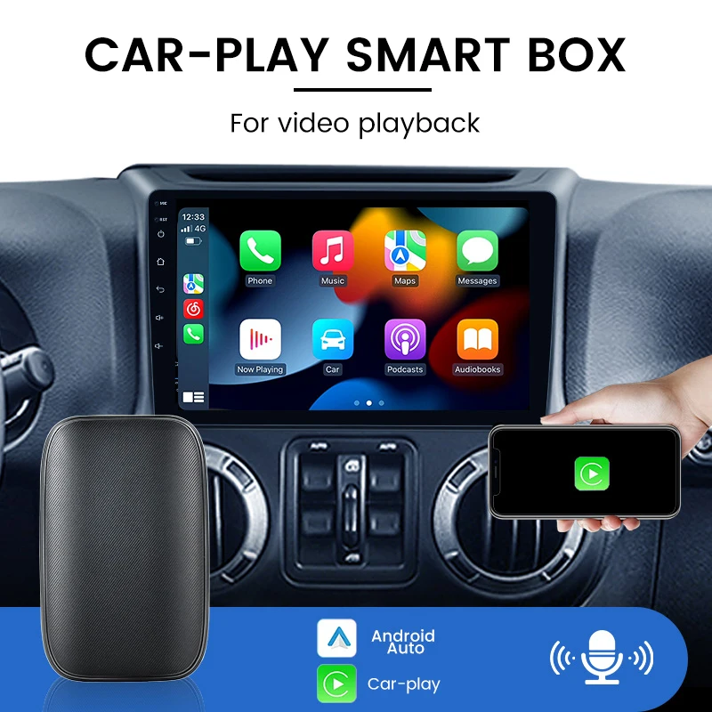 

Smart Car Play Streaming AI TV BOX Wired to Wireless Apple Carplay Android Auto Adapter Support YouTube Netflix WiFi BT SD Siri